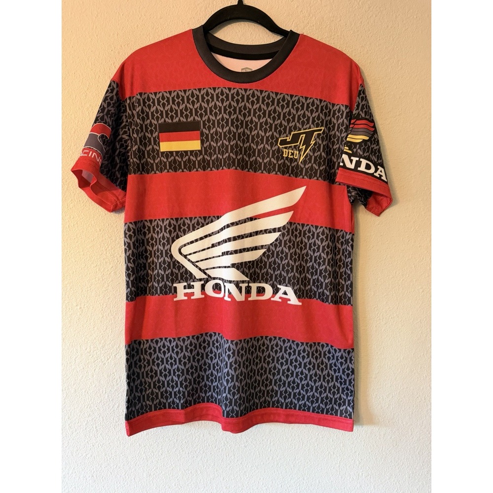 Honda White Wing Logo Licensed Graphic Tee Shirt Mens Medium Red HRC Racing